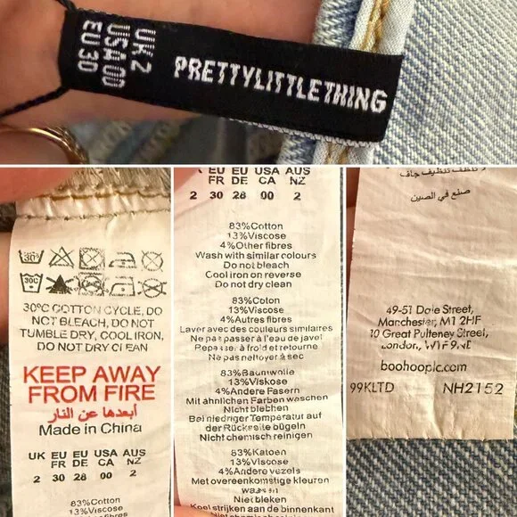 Petite Light Blue Wash Denim Corset Top Size 00 Halter Neck PrettyLittleThing - Picture 7 of 7